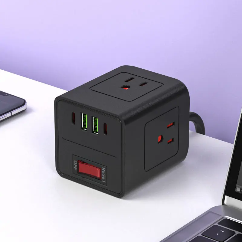 Nobis Flat Plug Travel Power Strip Cube Power Socket